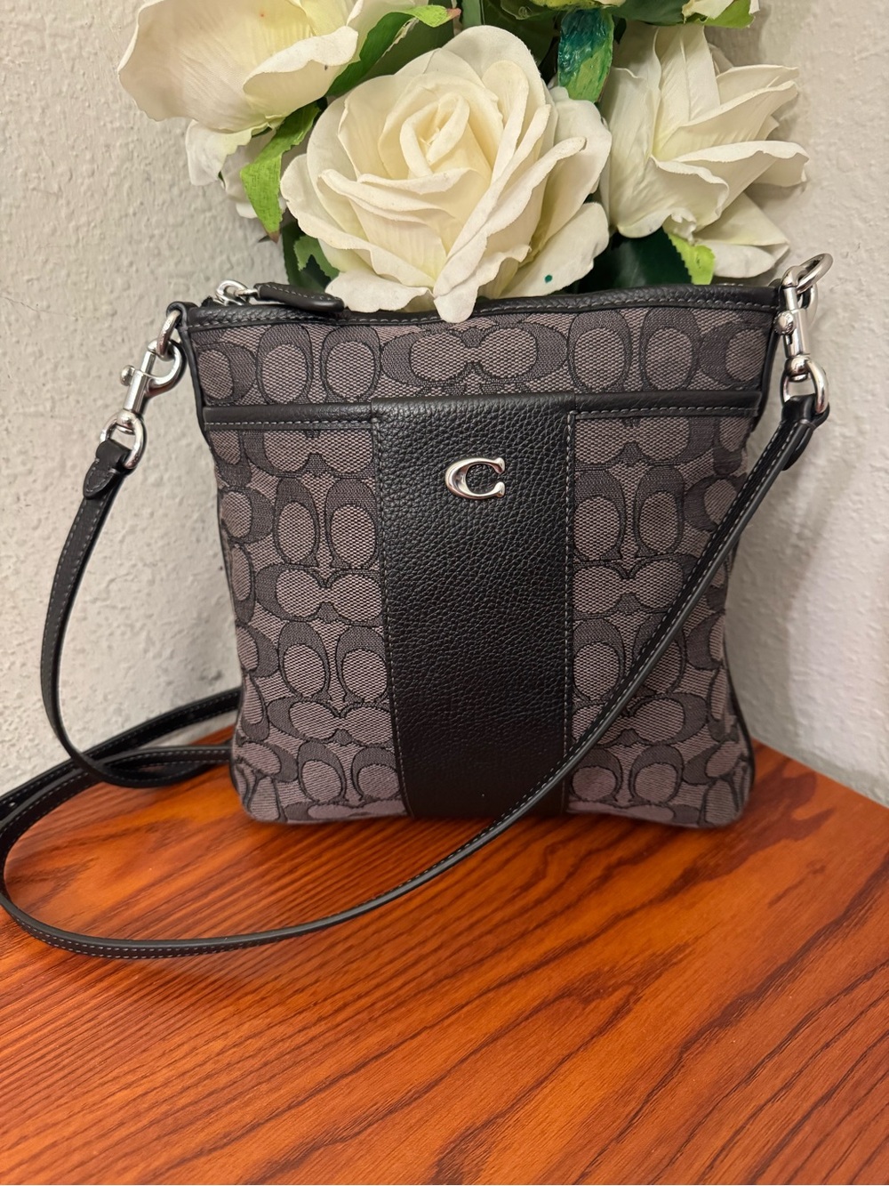 Coach Gray/Black Signature C Crossbody Bag
